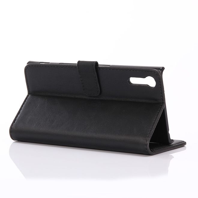 Sony Xperia XZ/XZs Handyhülle - Crazy Horse Leder Case - mit Standfunktion - schwarz