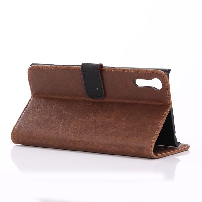 Sony Xperia XZ/XZs Handyhülle - Crazy Horse Leder Case - mit Standfunktion - kaffeefarben