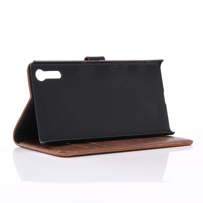 Sony Xperia XZ/XZs Handyhülle - Crazy Horse Leder Case - mit Standfunktion - kaffeefarben