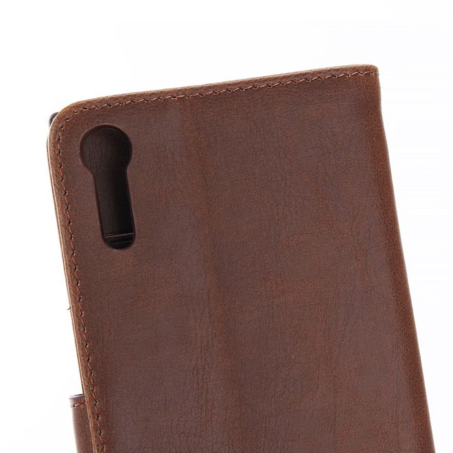 Sony Xperia XZ/XZs Handyhülle - Crazy Horse Leder Case - mit Standfunktion - kaffeefarben