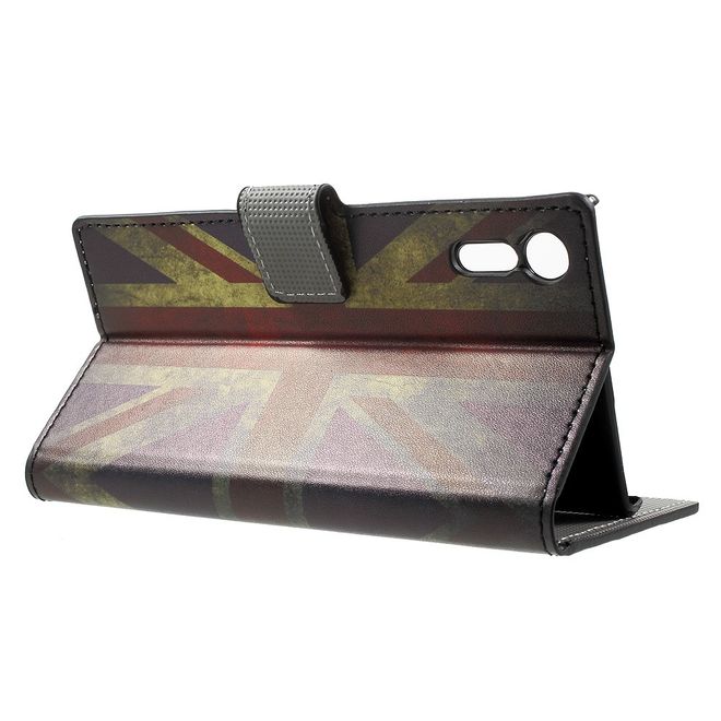 Sony Xperia XZ/XZs Handyhülle - Leder Case mit Standfunktion - UK Flagge im Vintagelook