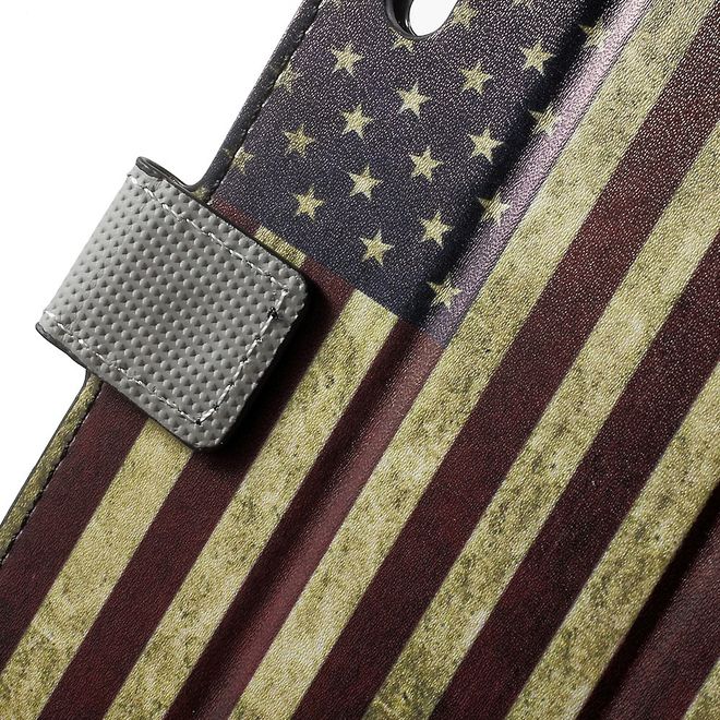 Sony Xperia XZ/XZs Handyhülle - Leder Case mit Standfunktion - USA Flagge im Retrolook