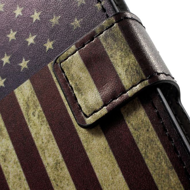 Sony Xperia XZ/XZs Handyhülle - Leder Case mit Standfunktion - USA Flagge im Retrolook