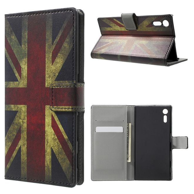 Sony Xperia XZ/XZs Handyhülle - Leder Case mit Standfunktion - UK Flagge im Vintagelook