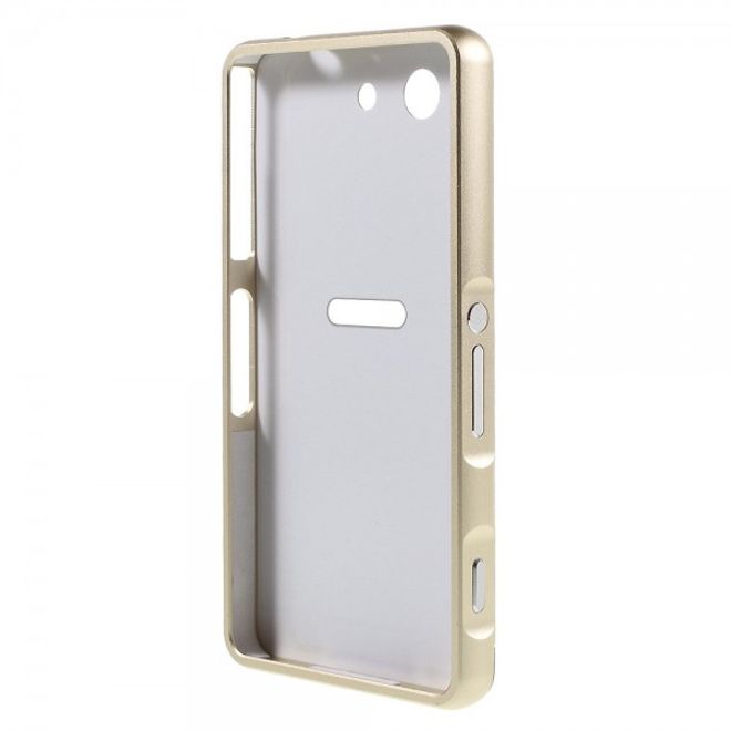 Sony Xperia Z3 Compact Aufschiebbarer Metall Bumper und Plastik Case - gold