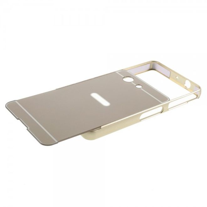 Sony Xperia Z3 Compact Aufschiebbarer Metall Bumper und Plastik Case - gold