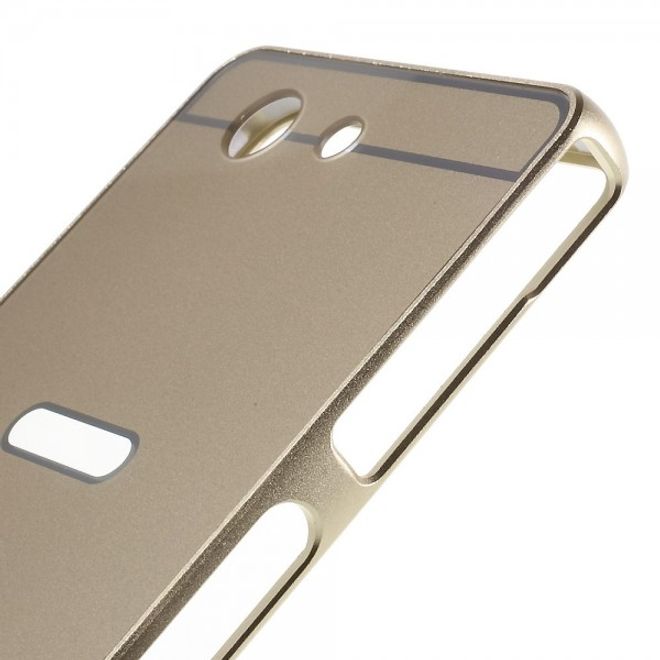 Sony Xperia Z3 Compact Aufschiebbarer Metall Bumper und Plastik Case - gold
