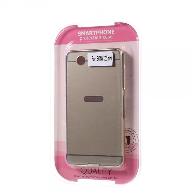 Sony Xperia Z3 Compact Aufschiebbarer Metall Bumper und Plastik Case - gold