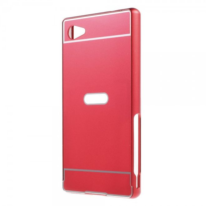 Sony Xperia Z5 Compact Aufschiebbarer Aluminium Bumper mit Plastik Case - rot