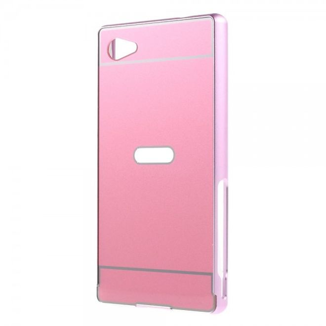 Sony Xperia Z5 Compact Aufschiebbarer Aluminium Bumper mit Plastik Case - rosa