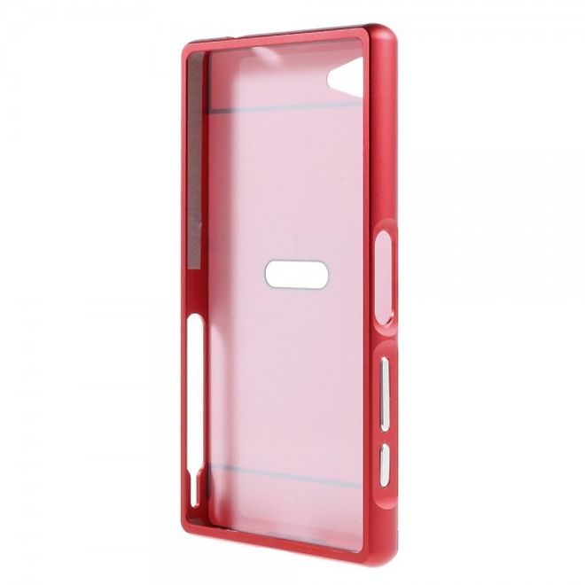 Sony Xperia Z5 Compact Aufschiebbarer Aluminium Bumper mit Plastik Case - rot