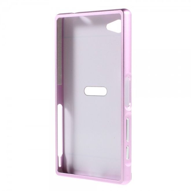Sony Xperia Z5 Compact Aufschiebbarer Aluminium Bumper mit Plastik Case - rosa