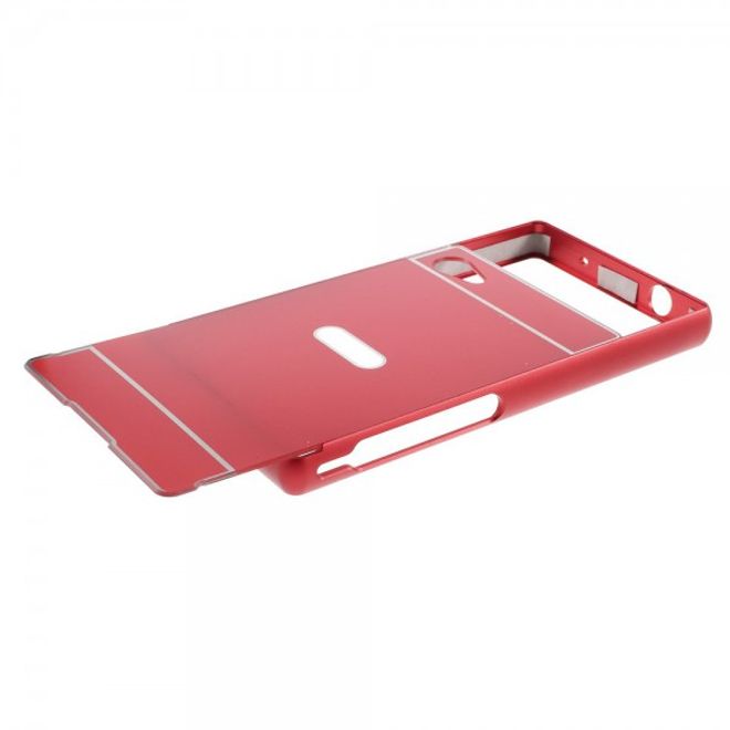 Sony Xperia Z5 Compact Aufschiebbarer Aluminium Bumper mit Plastik Case - rot