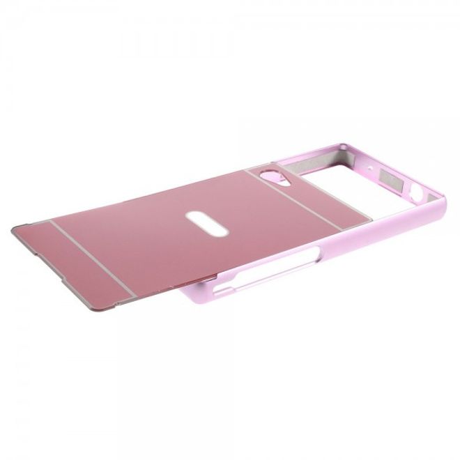 Sony Xperia Z5 Compact Aufschiebbarer Aluminium Bumper mit Plastik Case - rosa