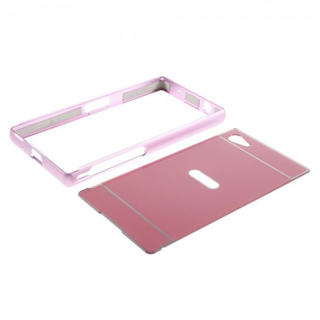Sony Xperia Z5 Compact Aufschiebbarer Aluminium Bumper mit Plastik Case - rosa