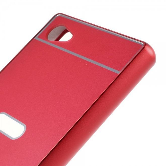 Sony Xperia Z5 Compact Aufschiebbarer Aluminium Bumper mit Plastik Case - rot