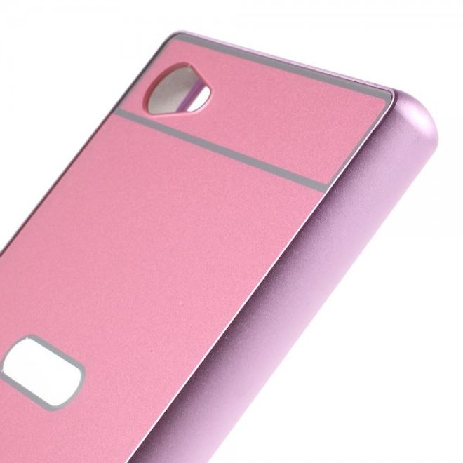 Sony Xperia Z5 Compact Aufschiebbarer Aluminium Bumper mit Plastik Case - rosa