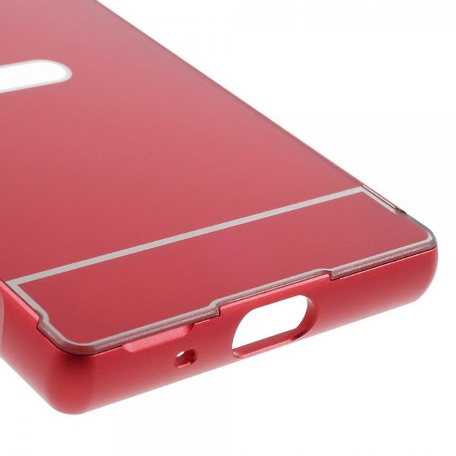 Sony Xperia Z5 Compact Aufschiebbarer Aluminium Bumper mit Plastik Case - rot
