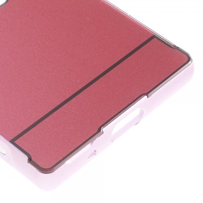 Sony Xperia Z5 Compact Aufschiebbarer Aluminium Bumper mit Plastik Case - rosa