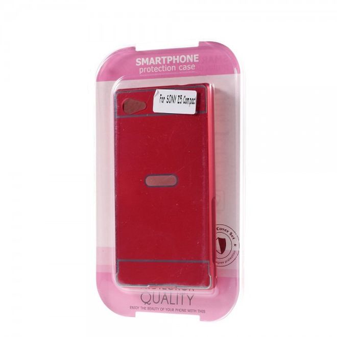 Sony Xperia Z5 Compact Aufschiebbarer Aluminium Bumper mit Plastik Case - rot