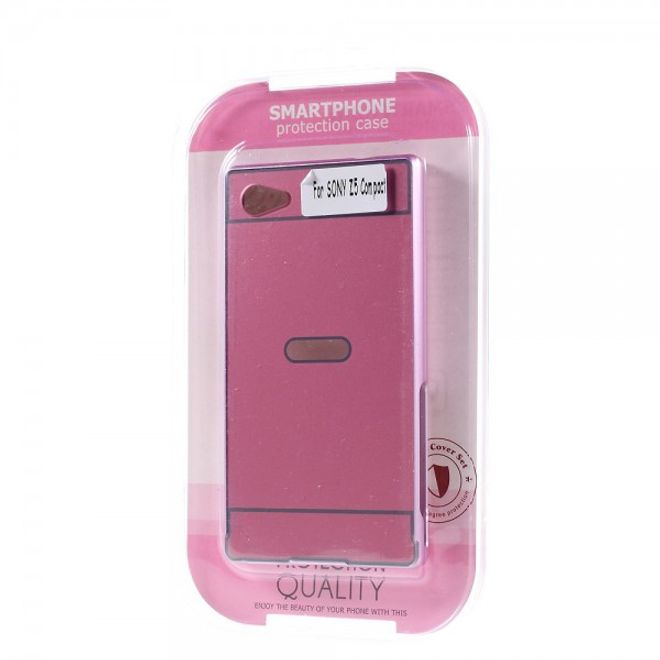 Sony Xperia Z5 Compact Aufschiebbarer Aluminium Bumper mit Plastik Case - rosa