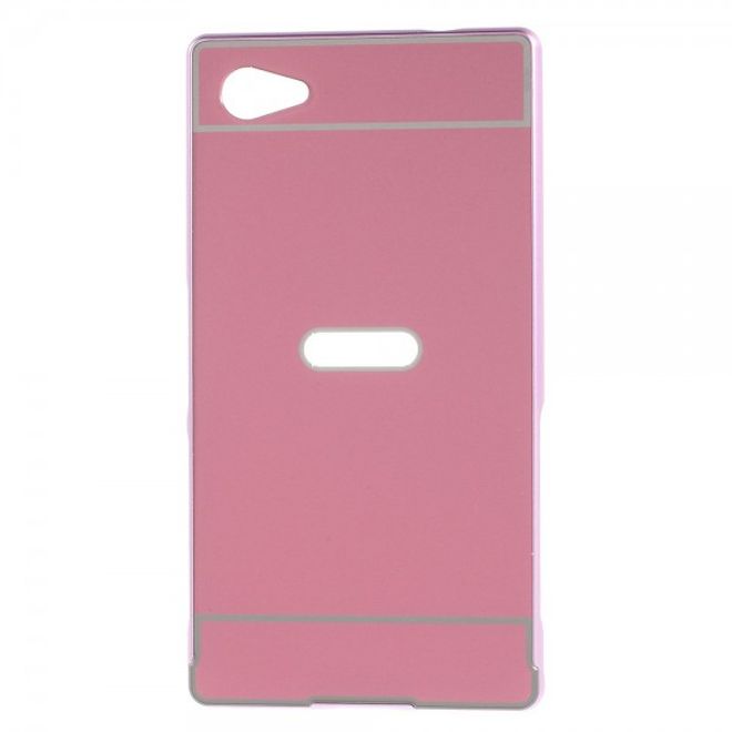 Sony Xperia Z5 Compact Aufschiebbarer Aluminium Bumper mit Plastik Case - rosa