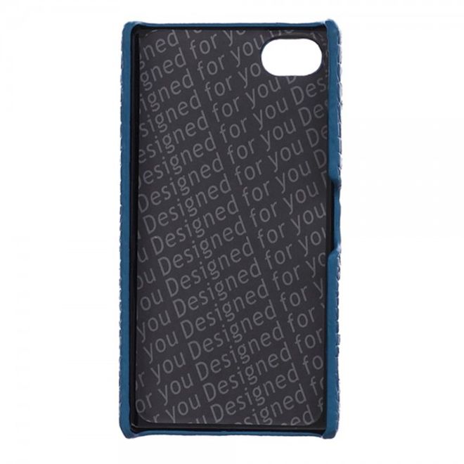 Sony Xperia Z5 Compact Hart Plastik Case Hülle mit lederartiger Oberfläche und Krokodiltextur - blau