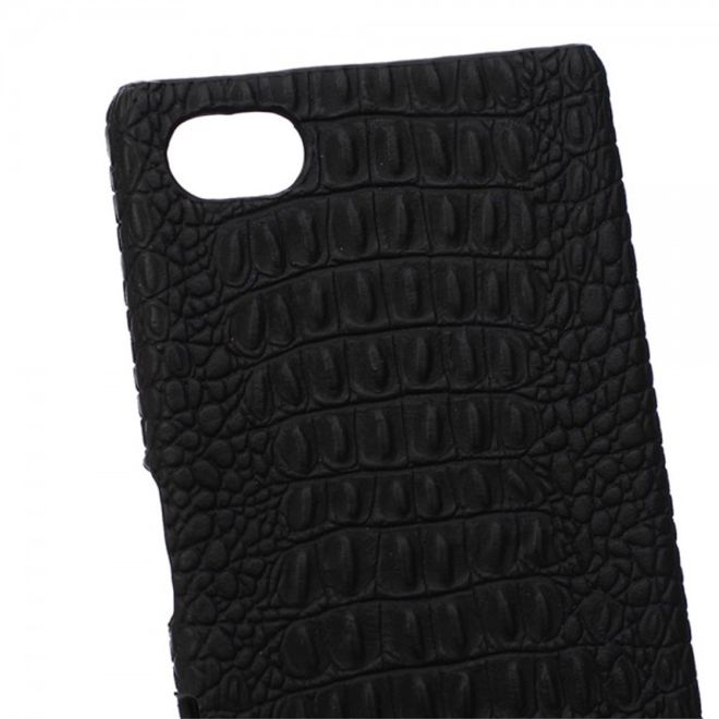 Sony Xperia Z5 Compact Hart Plastik Case Hülle mit lederartiger Oberfläche und Krokodiltextur - schwarz