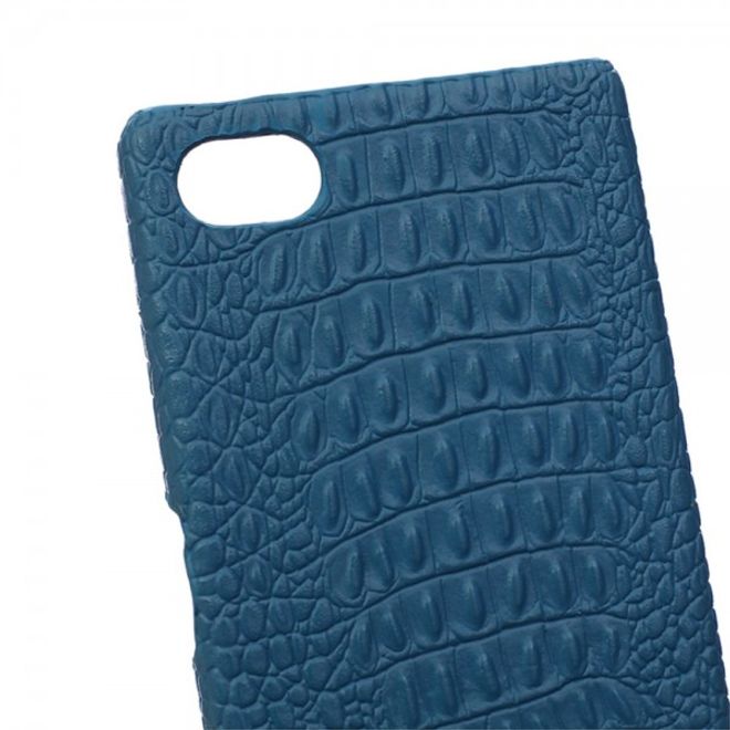 Sony Xperia Z5 Compact Hart Plastik Case Hülle mit lederartiger Oberfläche und Krokodiltextur - blau