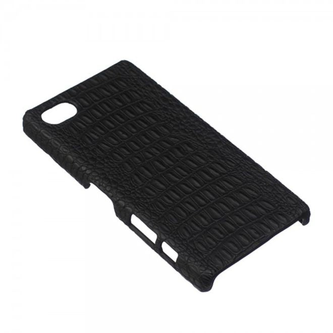 Sony Xperia Z5 Compact Hart Plastik Case Hülle mit lederartiger Oberfläche und Krokodiltextur - schwarz