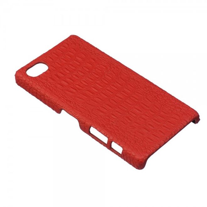 Sony Xperia Z5 Compact Hart Plastik Case Hülle mit lederartiger Oberfläche und Krokodiltextur - rot