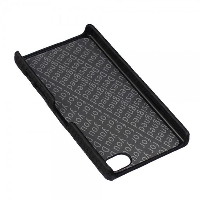 Sony Xperia Z5 Compact Hart Plastik Case Hülle mit lederartiger Oberfläche und Krokodiltextur - schwarz