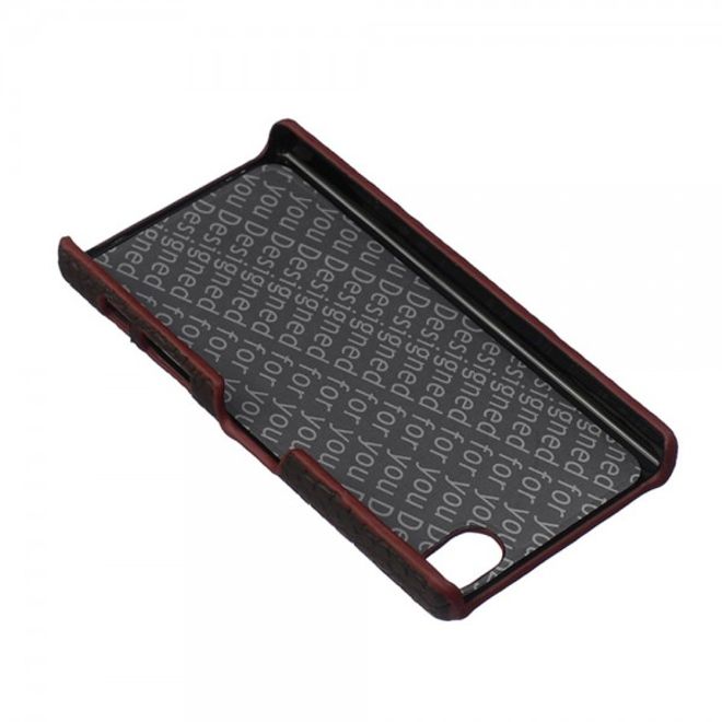 Sony Xperia Z5 Compact Hart Plastik Case Hülle mit lederartiger Oberfläche und Krokodiltextur - kaffeefarben
