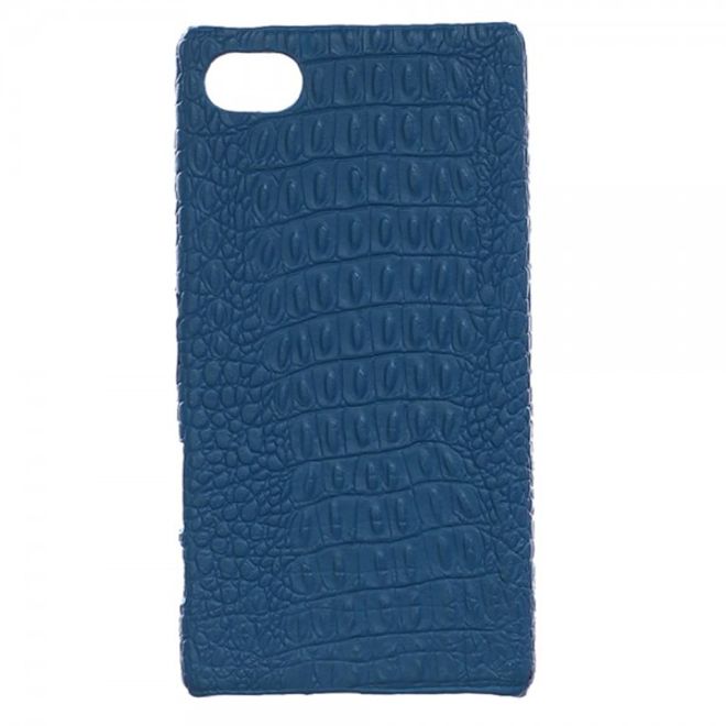 Sony Xperia Z5 Compact Hart Plastik Case Hülle mit lederartiger Oberfläche und Krokodiltextur - blau