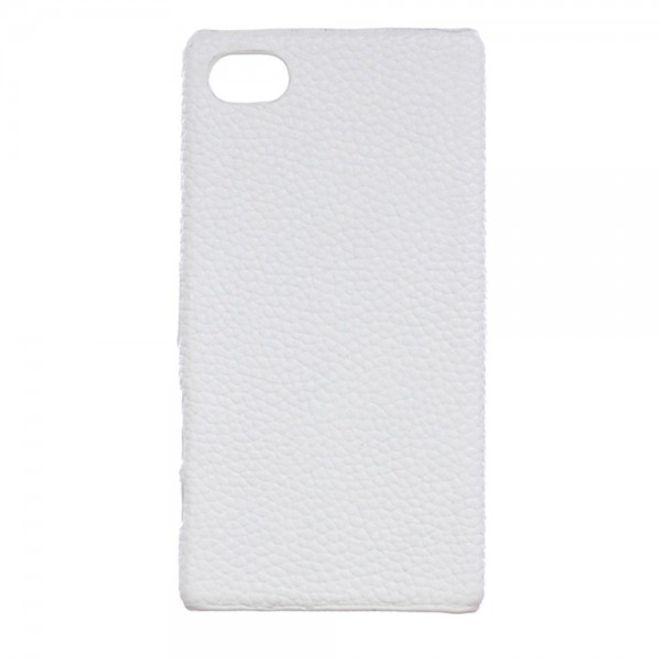 Sony Xperia Z5 Compact Hart Plastik Cover Hülle mit Oberfläche aus Echtleder - weiss