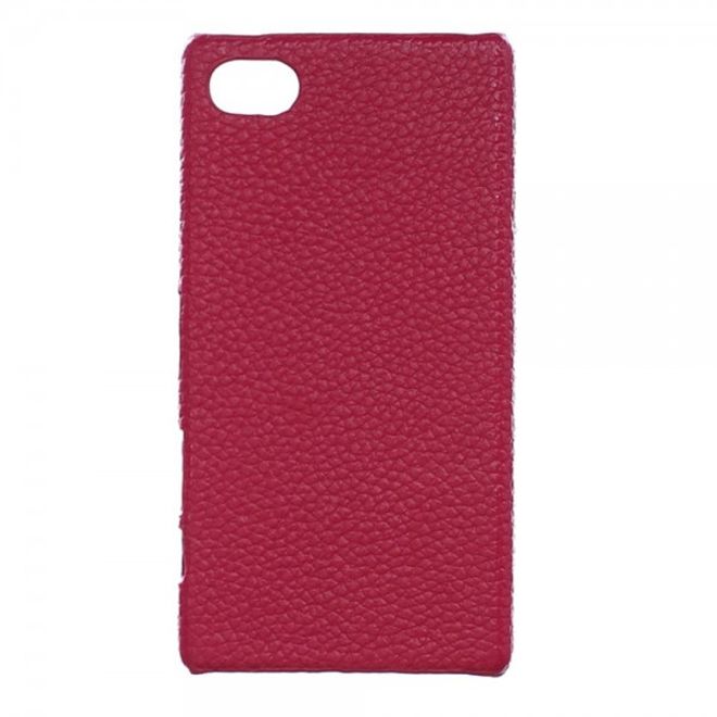 Sony Xperia Z5 Compact Hart Plastik Cover Hülle mit Oberfläche aus Echtleder - rot