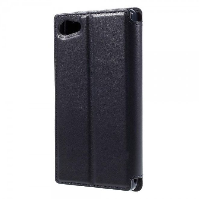 Sony Xperia Z5 Compact Schicke Leder Tasche Hülle mit kleinem Fenster von Roar Korea - dunkelblau