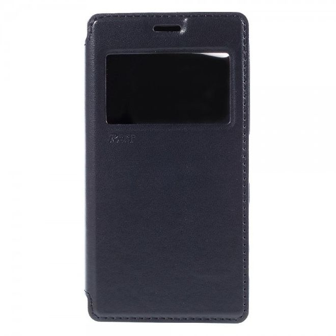 Sony Xperia Z5 Compact Schicke Leder Tasche Hülle mit kleinem Fenster von Roar Korea - dunkelblau