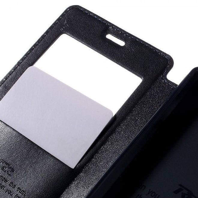Sony Xperia Z5 Compact Schicke Leder Tasche Hülle mit kleinem Fenster von Roar Korea - dunkelblau