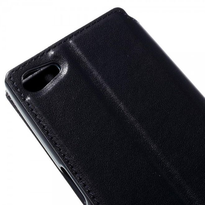 Sony Xperia Z5 Compact Schicke Leder Tasche Hülle mit kleinem Fenster von Roar Korea - dunkelblau