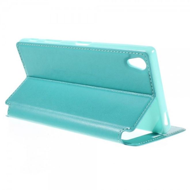 Sony Xperia Z5 Premium/Dual Nobles Leder Case Etui von Roar Korea - hellblau