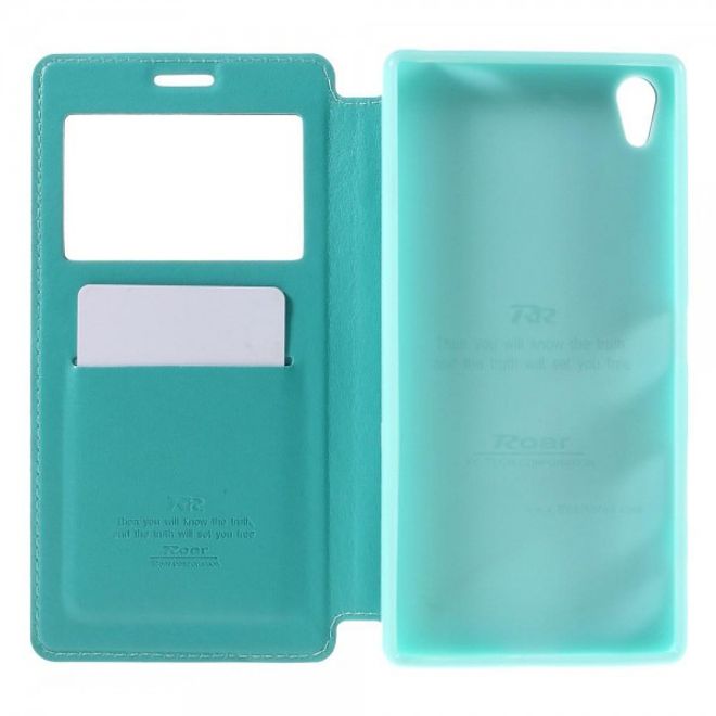 Sony Xperia Z5 Premium/Dual Nobles Leder Case Etui von Roar Korea - hellblau
