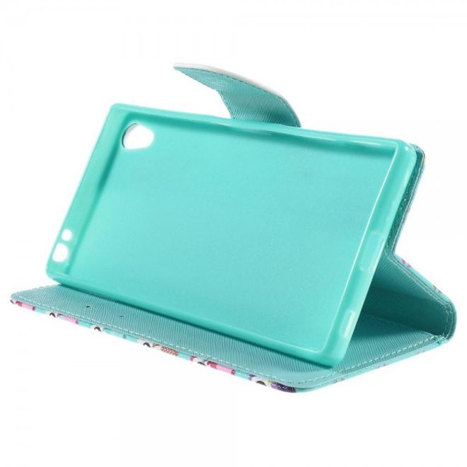 Sony Xperia Z5 Premium/Dual Robuste Leder Case Hülle mit vielen kleinen Eulen