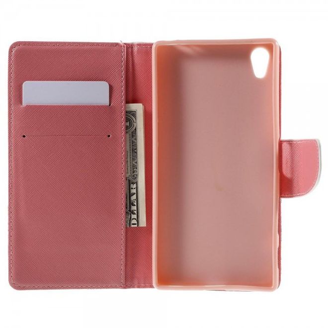 Sony Xperia Z5 Premium/Dual Robuste Leder Case Hülle mit süsser Eule auf einem Ast