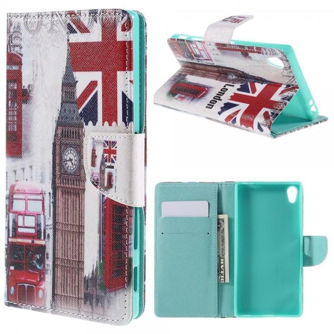 Sony Xperia Z5 Premium/Dual Robuste Leder Case Hülle mit Big Ben und Telefonkabine