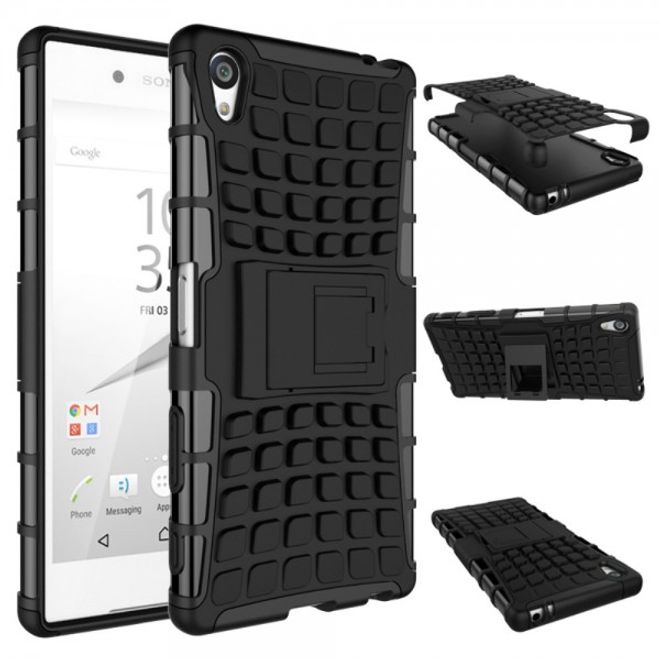 Sony Xperia Z5 Premium/Dual Robustes Plastik Case mit Kickstand - schwarz