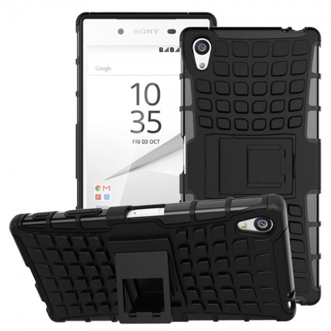 Sony Xperia Z5 Premium/Dual Robustes Plastik Case mit Kickstand - schwarz