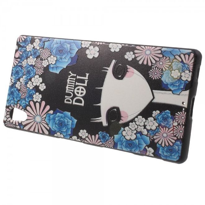Sony Xperia Z5/Z5 Dual Elastische Plastik Case Hülle mit Mädchen und Blumen