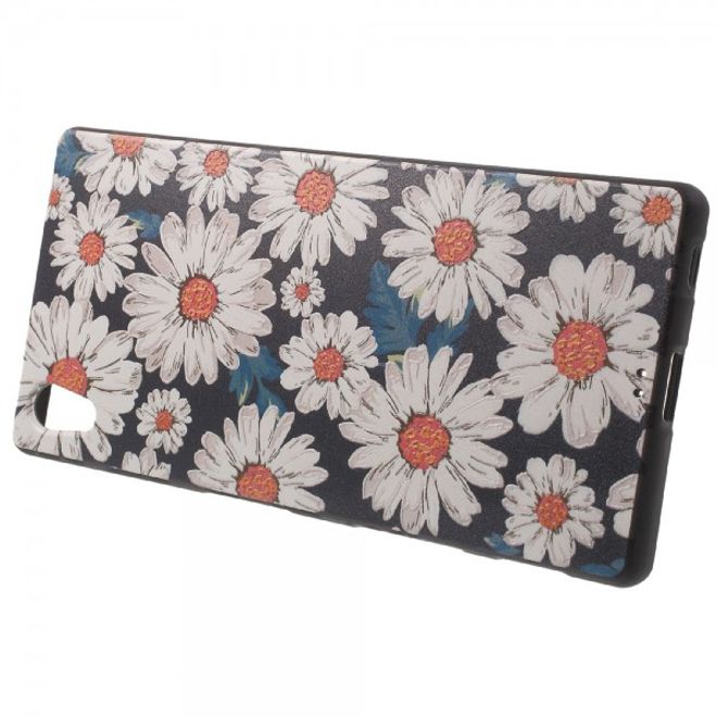 Sony Xperia Z5/Z5 Dual Elastische Plastik Case Hülle mit weissen Blumen