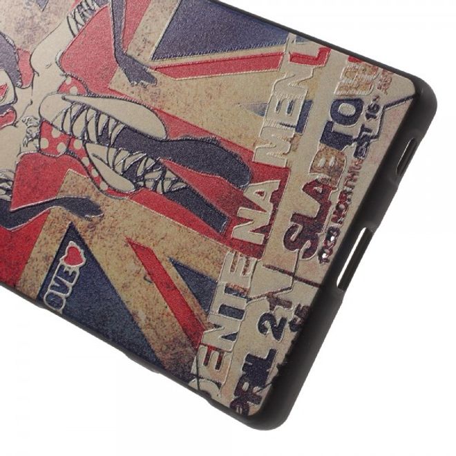 Sony Xperia Z5/Z5 Dual Elastische Plastik Case Hülle mit Frau und UK Flagge